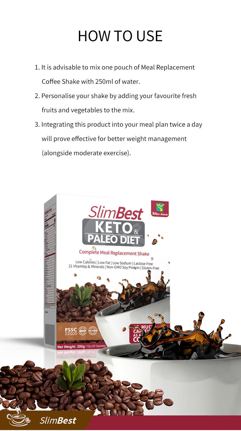 Keto Coffee Paleo Diet Complete Meal Replacement Shake Instant Coffee 10g*20bags