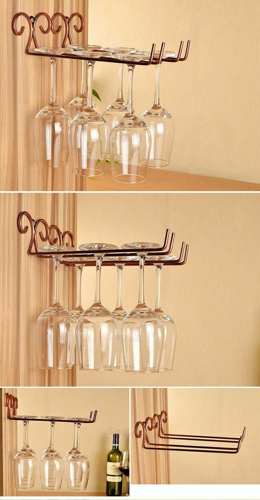 Wine Cup Rack Hanging Metal Wine Stemware Glass Bottle Goblet Inverted Holder