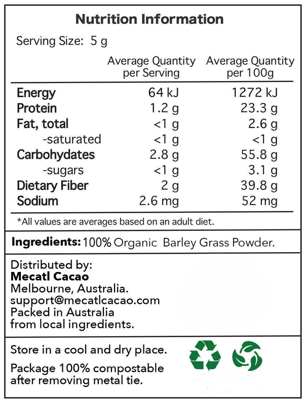 Australian Barley Grass Powder 100% Organic 250g Green Superfood FREE Postage