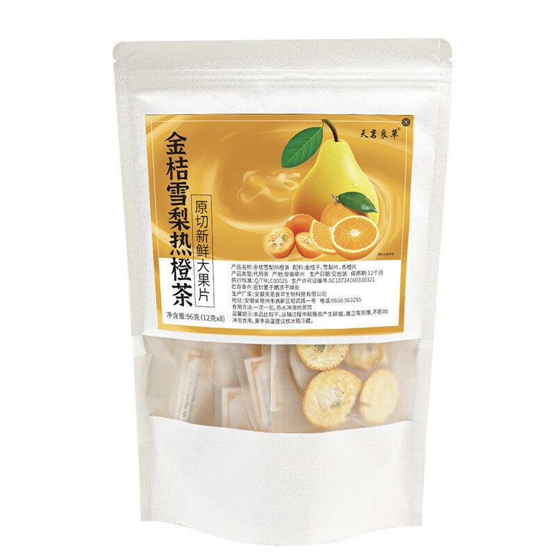 Fruit Tea Blend with Freeze-Dried Fruits Kumquat Snow Pear Hot Orange Tea Main image