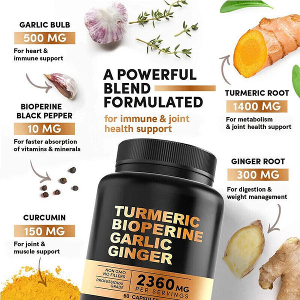 Turmeric Curcumin with Ginger + Black Pepper, Joint Health Supplements