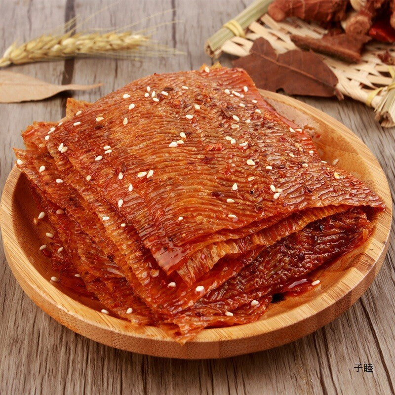 Old style spicy snacks, hand peeled tofu skin, no sweetness spicy strips 80g Secondary image