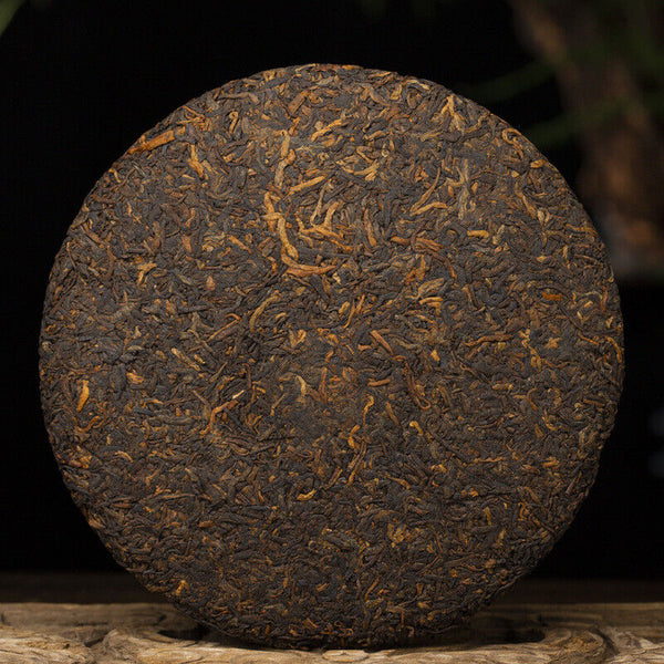 HelloYoung Yiwu Scrape Wind Zhai Puerh Tea Palace Material Puerh Ripe Tea Cake 357g/12.59oz