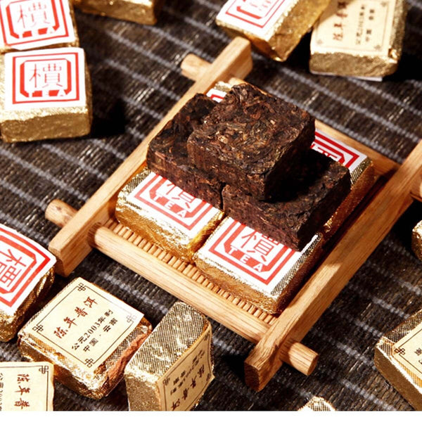 250g Old Pu'er Black Tea Ripe Puer Tea Brick Cooked Puerh Yellow Iron Box Yunnan