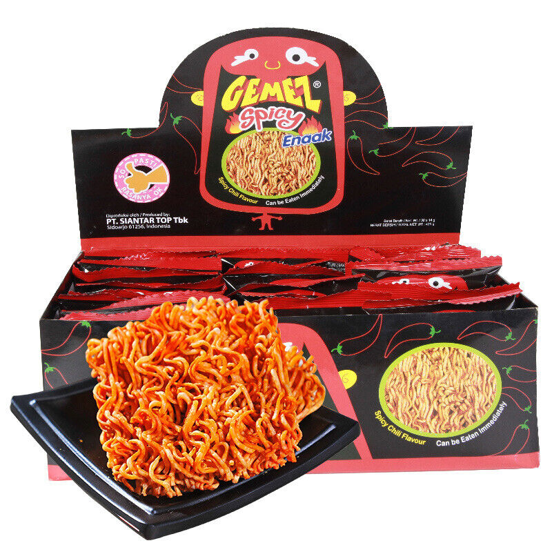 30 Pack GEMEZ Indonesia Crispy Noodles Spicy Snacks Dried Instant Noodles  420g