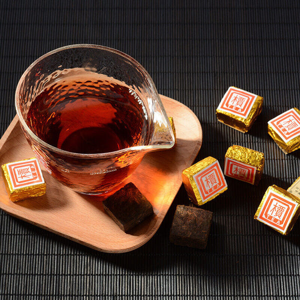 HelloYoung 500g Menghai Pu'er Ripe Tea Small Square Brick Tea Leaves Pu'er Tea Tuo Tea