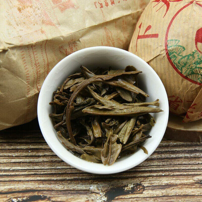 HelloYoung Aged Green Pu Erh Tea Raw Pu Erh Tea Xia Guan "Da Zhong Tuo Cha" 100g