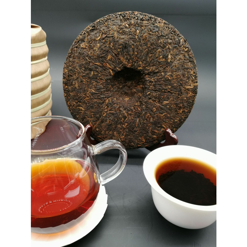 HelloYoung Tea Puerh Tea Cake Ripe Puer Cooked 357g Yunnan Tong Qing Hao Yiwu Mt. Old