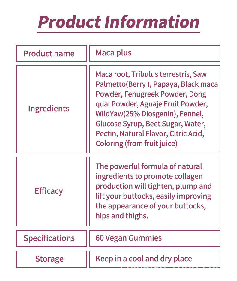 Maca Plus Gummy HIP BUTT ENLARGEMENT 100% Pure Natural Big Butt Gummies