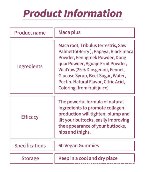 Maca Plus Gummy HIP BUTT ENLARGEMENT 100% Pure Natural Big Butt Gummies