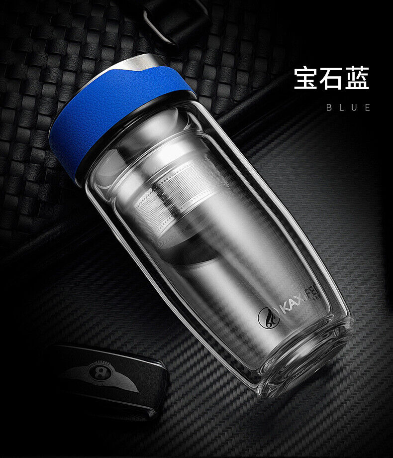 Double Glass Water Bottle Tea Transparent Bottles Stainless Steel Bottle Infuser