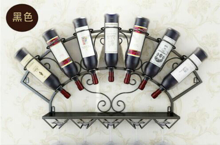 Wine Holder Rack Wall Mounted Wine Bottle Display Rack Glassware Storage Holder