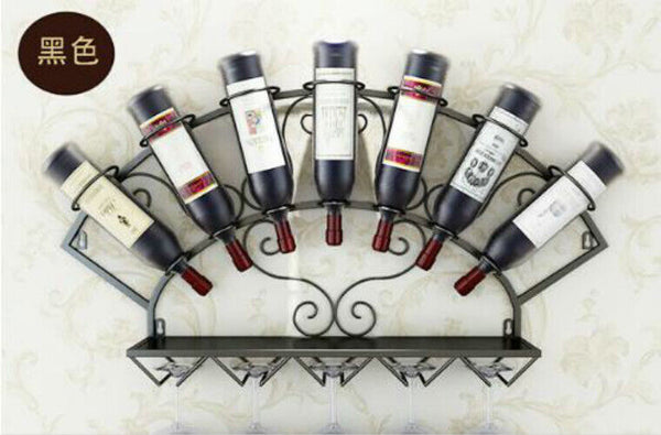 Wine Holder Rack Wall Mounted Wine Bottle Display Rack Glassware Storage Holder