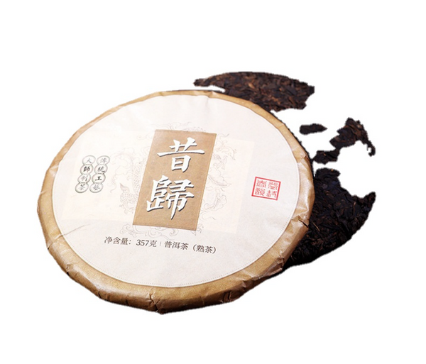 HelloYoung 357g Yiku Xigui First Spring Ancient Large Leaf Seeds Aged Pu'er Ripe Cake Tea