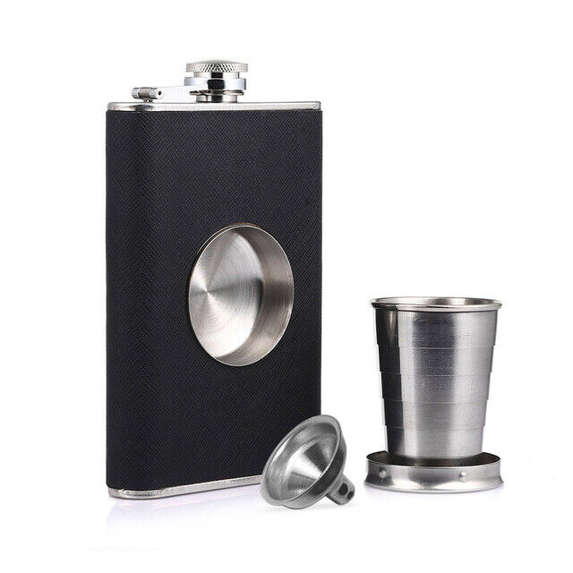 8oz Stainless Steel Folding Alcohol Portable Flagon Hip Flask Wine Pot Whiskey