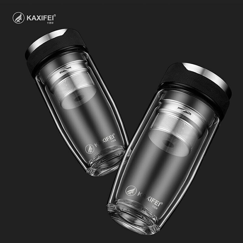 Double Glass Water Bottle Tea Transparent Bottles Stainless Steel Bottle Infuser