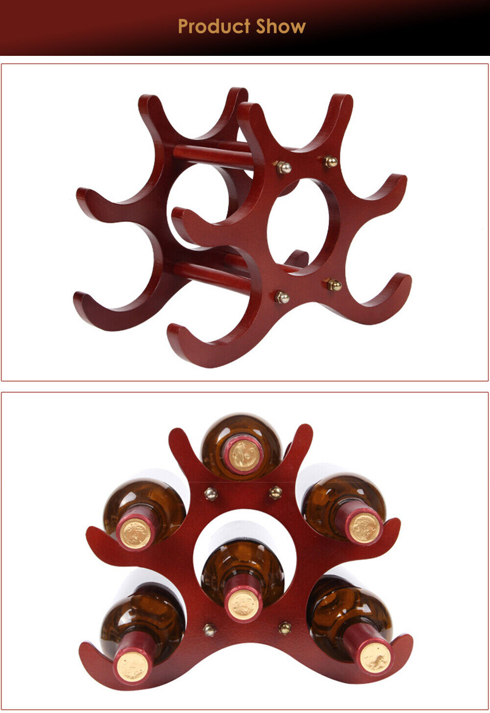 6 Bottle Display Wooden Wine Rack Wine Holders Storage Racks Display Stand  Bar