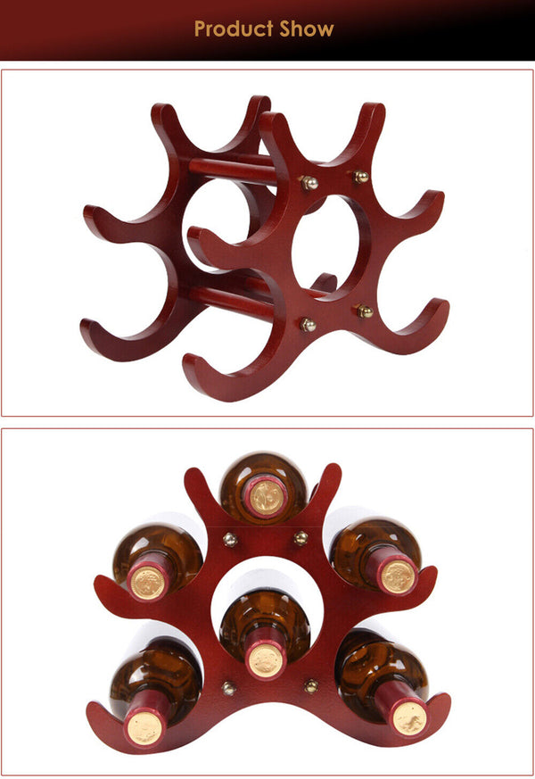 6 Bottle Display Wooden Wine Rack Wine Holders Storage Racks Display Stand  Bar