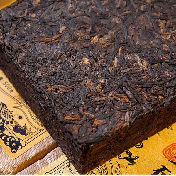 HelloYoung Yiwu Ripe Tea Brick 500g Yunnan Pu'er Tea Brick Healthy Drink