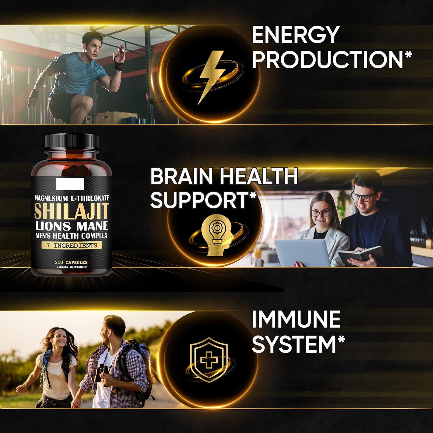 Shilajit Pure Himalayan Organic Ashwagandha Maca Ro... 1000mg Health Complex as