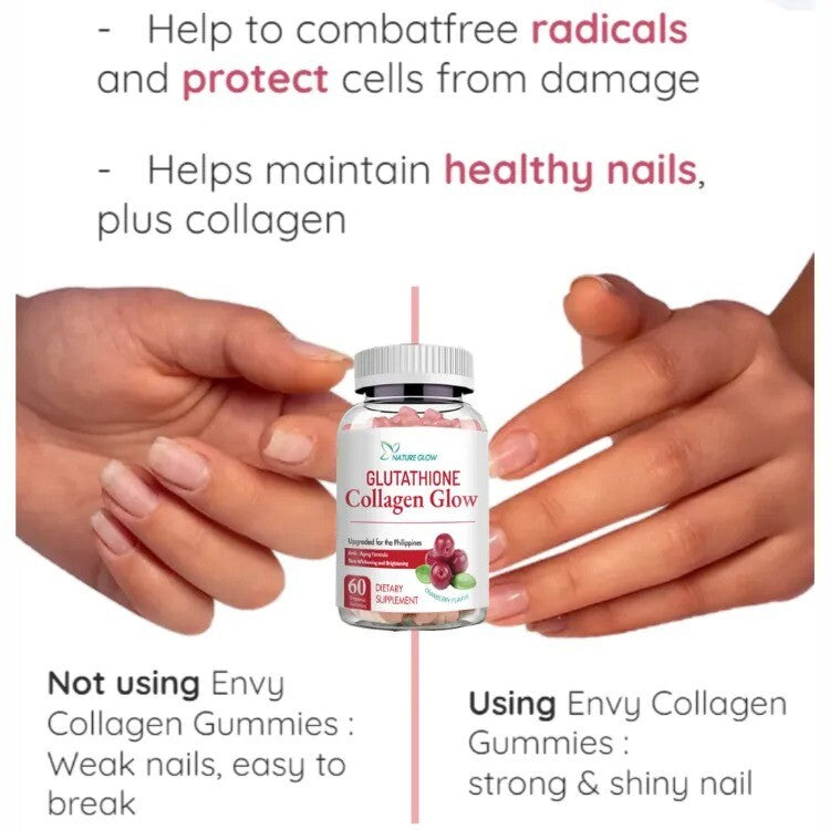 NATURE GLOW Collagen Gummies with Glutathione and Cranberry Anti-Aging Formula