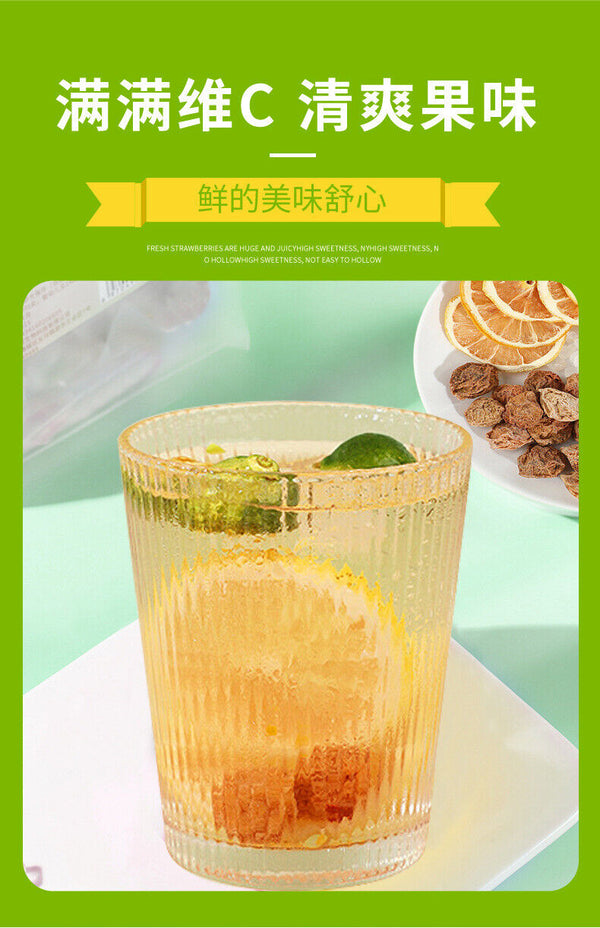 Summer Cold Brew Green Plum Lemon Tea with Freeze Dried Fruits Refreshing Blend