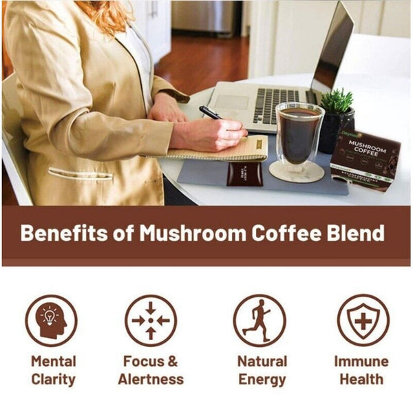 Natural Premium Quality Mushroom Organic Instant Coffee Sealed Packaging