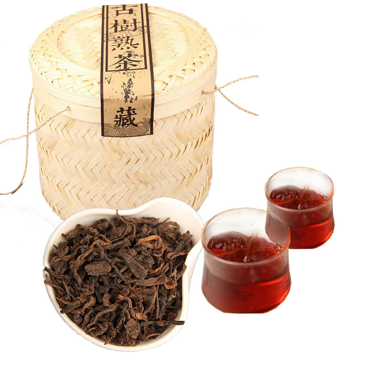 HelloYoung Ripe Puerh Tea Loose Tea Ancient Tree Bamboo Basket Packing Spring Puer Tea 800g
