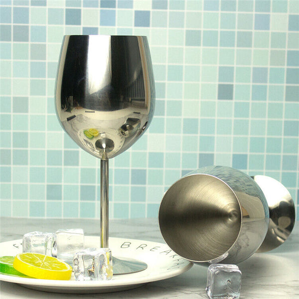 2Pcs Champagne Cocktail Drinkware Stainless Steel Wine Glasses Bar Wine Alcohol