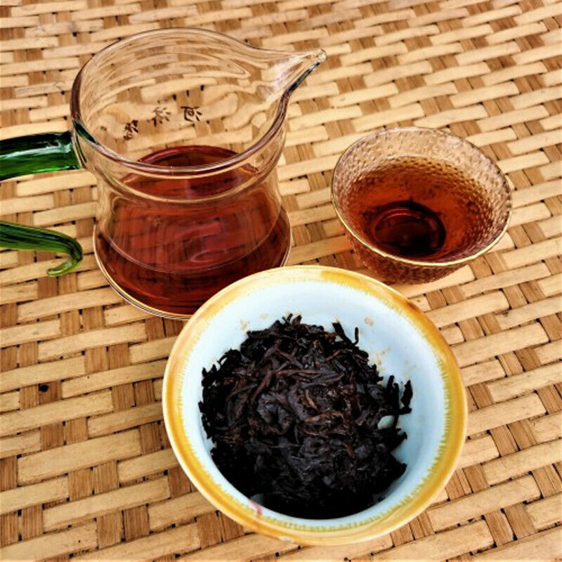 HelloYoung 357g Top Laobanzhang Pu'er Ripe Tea Golden Bud Tribute Cake Premium Black Tea