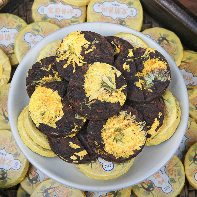 500g Ripe Pu'er Aged Tea  Chrysanthemum Pu-erh Tea Cake Small Tuo Tea