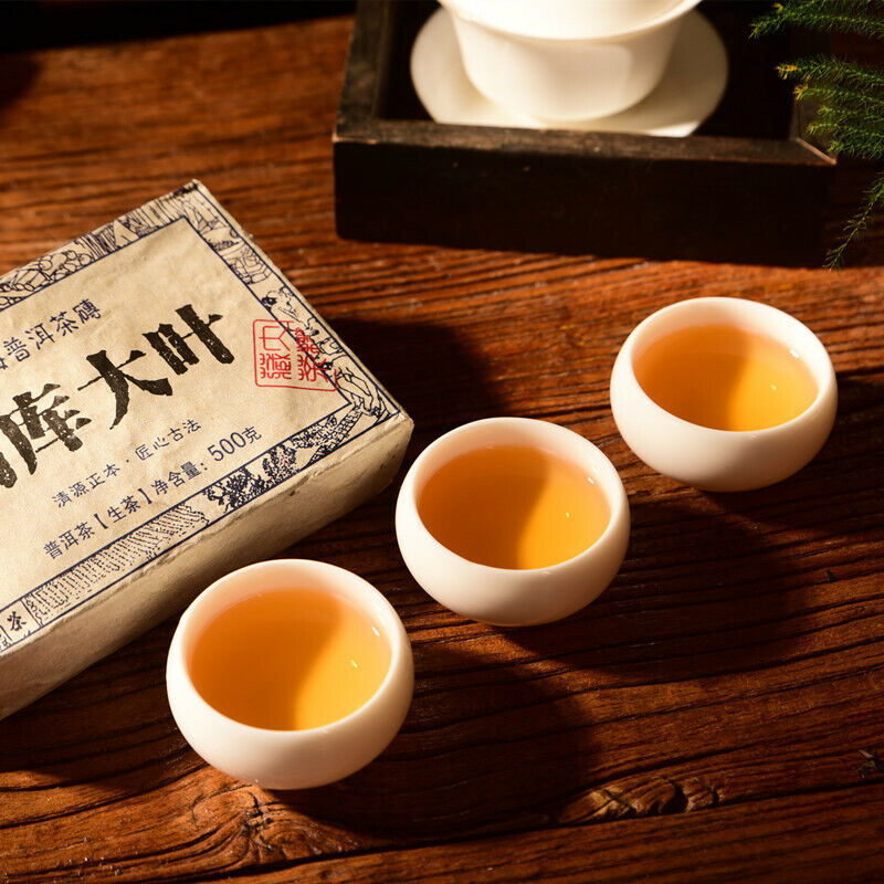 HelloYoung Pu-Erh Tea Ancient Tree Big Leaf Raw Tea Brick Green Tea Organic 500g Yunnan Old