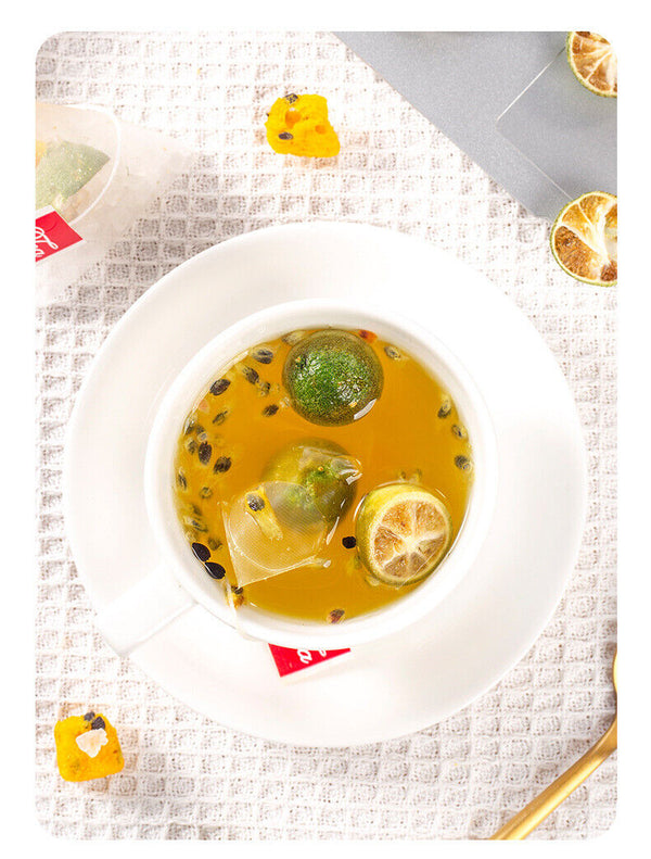 Green Kumquat Passion Fruit Herbal Tea with Rock Sugar Natural Fruit Blend