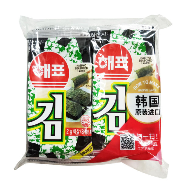 Bio-Snacks aus geröstetem Seetang - 2g*24er Pack Kim Nori Meersalz