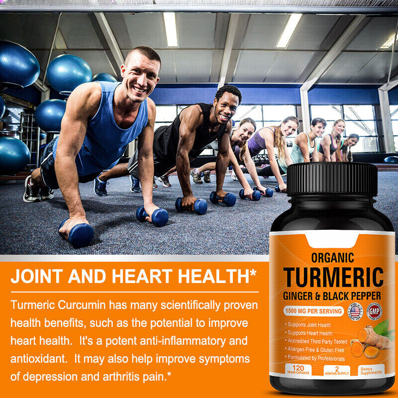 Turmeric Curcumin with Ginger & Black pepper 1500mg Triple Strength 120 Capsules
