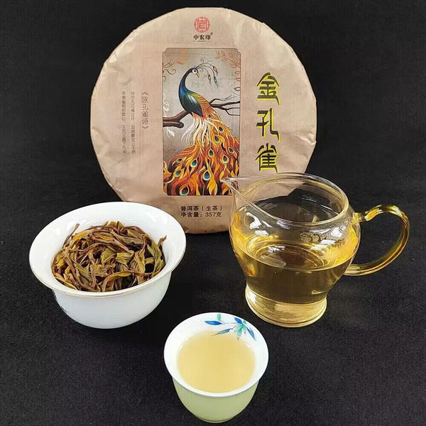 Yunnan Yiwu Peacock Puerh Cake 357g Sheng Puer Tea Compressed Raw Puer Tea Cake