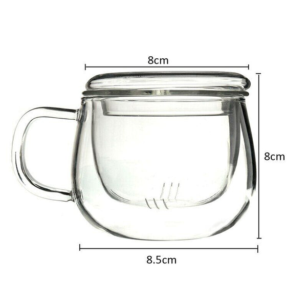 Teacup Tea Glass Cup Coffee Milk Cup with Tea Infuser Filter Lid Use for Home
