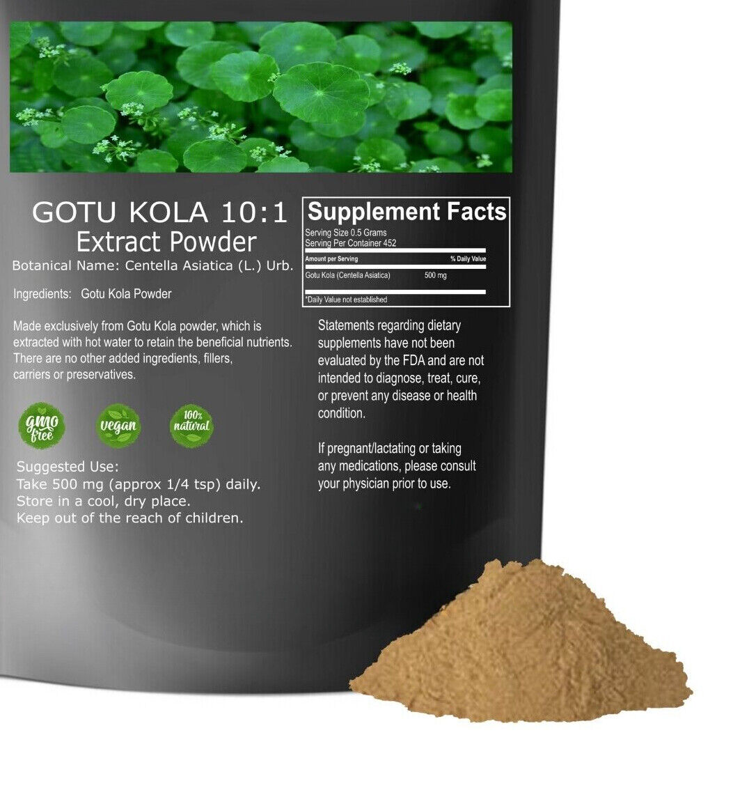 Gotu Kola Extract Powder 17.6oz Centella Asiatica