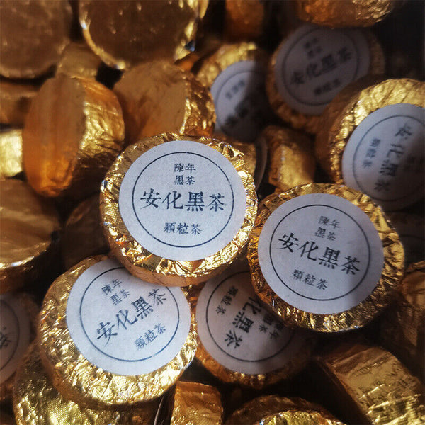 500g de thé de pièce d'or vieilli thé noir Anhua fleur d'or granulés de thé noir