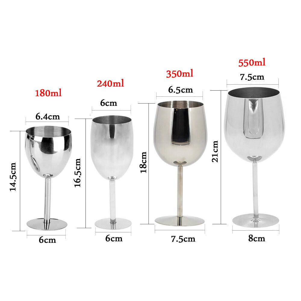2Pcs Champagne Cocktail Drinkware Stainless Steel Wine Glasses Bar Wine Alcohol