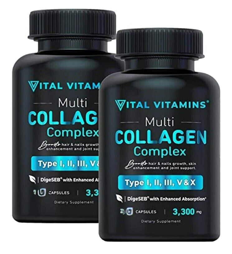 3-PACK Vital Vitamins Multi Collagen Complex - Type I, II, III, V, X, Grass Fed Secondary image