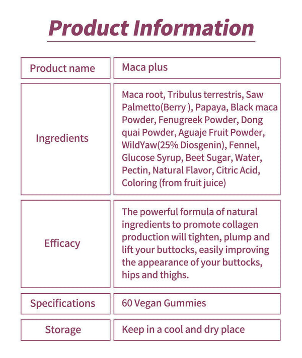100% Natural Maca Root Plus Butt Firming BBL-Gummies for Butt Hips Enlargement