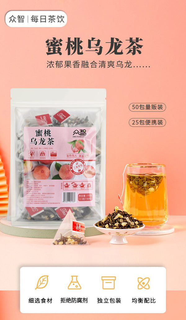 Peach-oolong Tea Triangle Bag Freeze-dried Peach-diced Tea Oolong Tea
