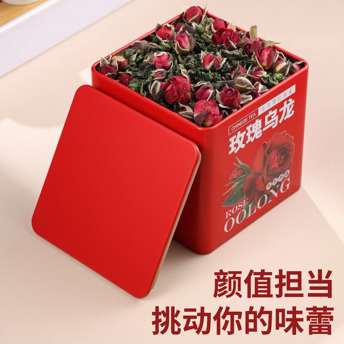 Floral Fruit Tea for Women’s Wellness  Tin Can Rose Oolong Tea with Rose Petals