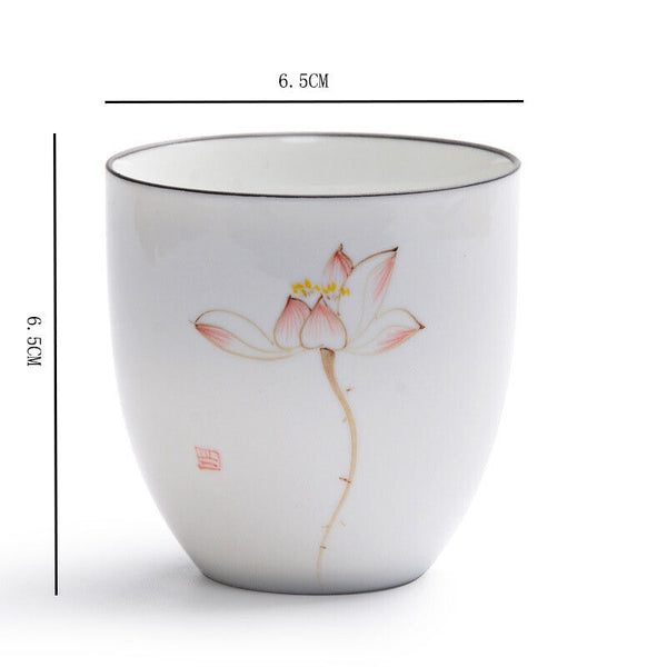 Teacup Traditional Chinese Tea Cup Bamboo Plum Shape Ceramic Porcelain Tea Cup