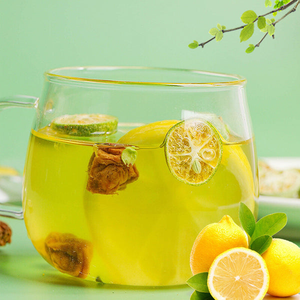 Summer Cold Brew Tea: Plum, Green Orange, Lemon with Freeze-Dried Fruits