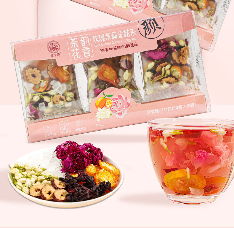 Rose Jasmine Kumquat Herbal Tea Bags Floral Wellness Health Drink 144g Secondary image