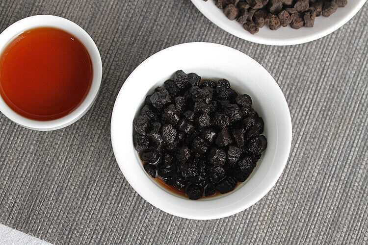 HelloYoung 500g Yunnan Pu'er Ripe Tea 09 Menghai Nuoxiang Tea Fossil New C1 Crushed Silver