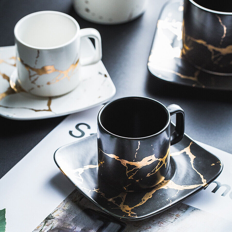 Water Cup Ceramic Tea Cup Saucer Set Porcelain Tea Cup Set Black Coffee Cup Set