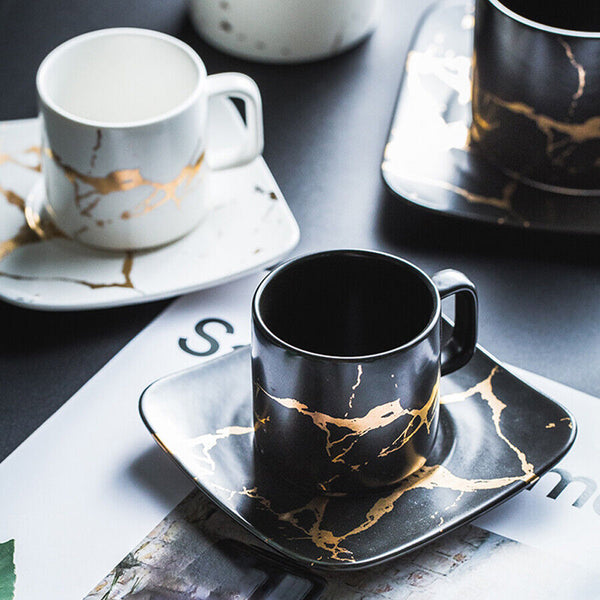 Water Cup Ceramic Tea Cup Saucer Set Porcelain Tea Cup Set Black Coffee Cup Set